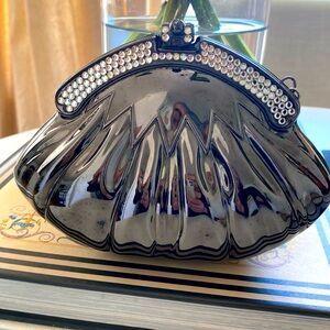 Metal Pewter Rhinestone Clutch
